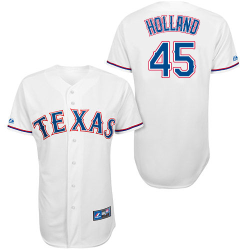 Derek Holland #45 Youth Baseball Jersey-Texas Rangers Authentic Home White Cool Base MLB Jersey
